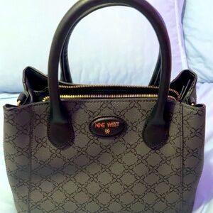 Nine West Embossed Pattern Satchel in Black